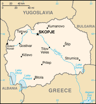 Map of Macedonia, The Former Yugoslav Republic of